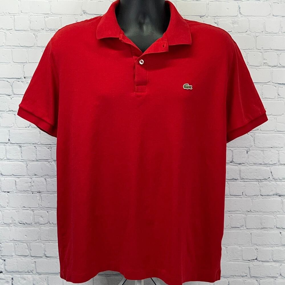 Lacoste Polo Shirt Mens XL X-Large Red Regular Fit Cotton Crocodile Logo Peru